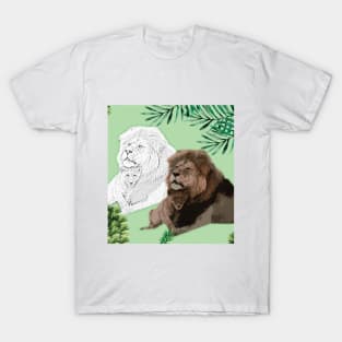 Father Lion and Baby Lion of the Jungle. T-Shirt